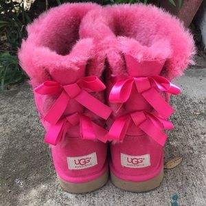 Pink Bailey bow UGGS